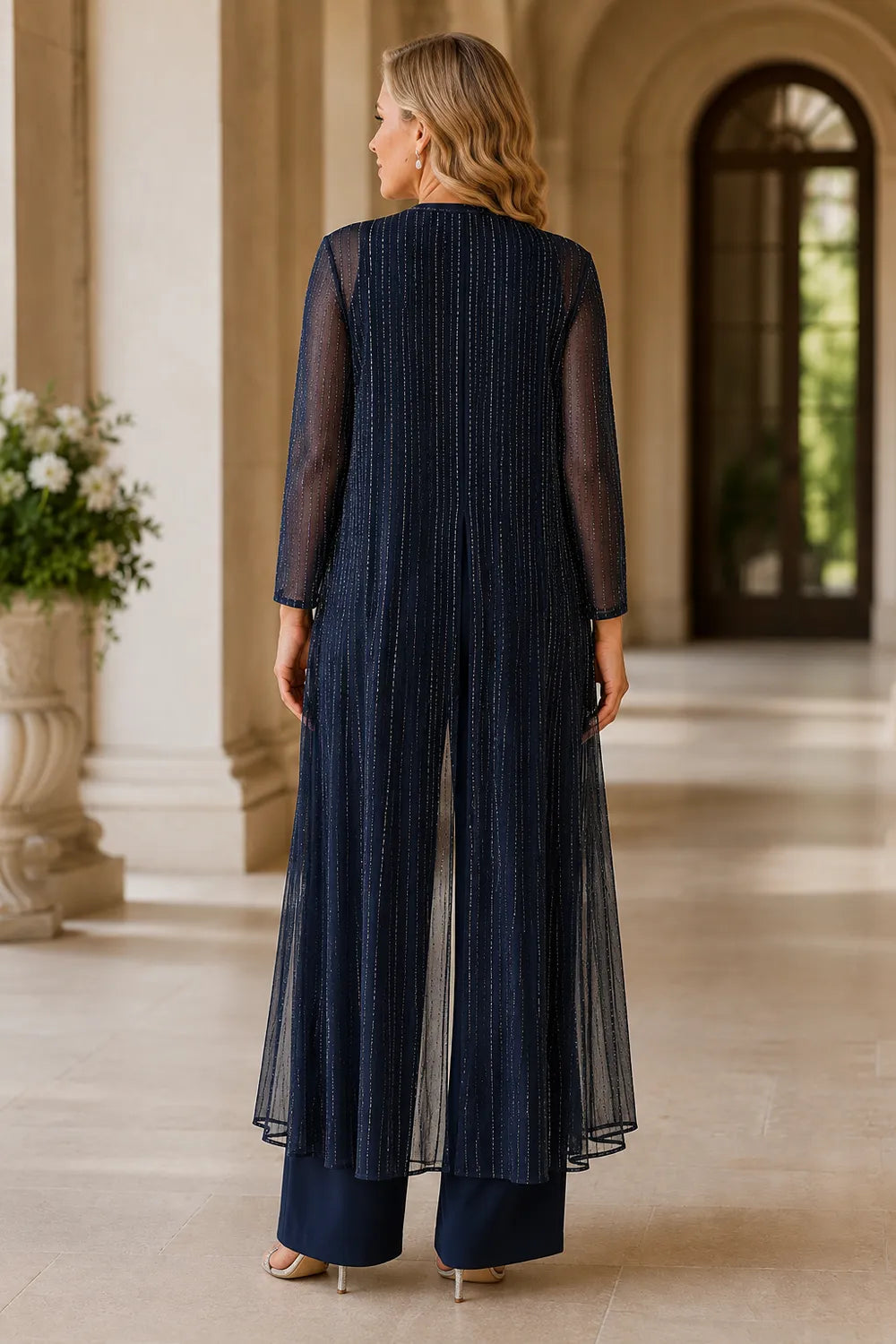 Sheer Duster Formal Pant Suit
