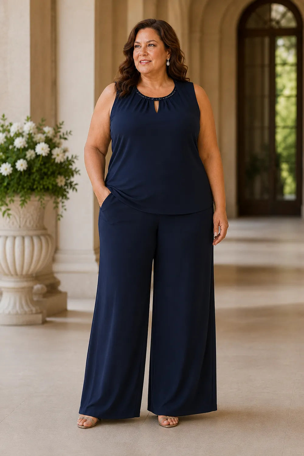 Sheer Duster Formal Pant Suit