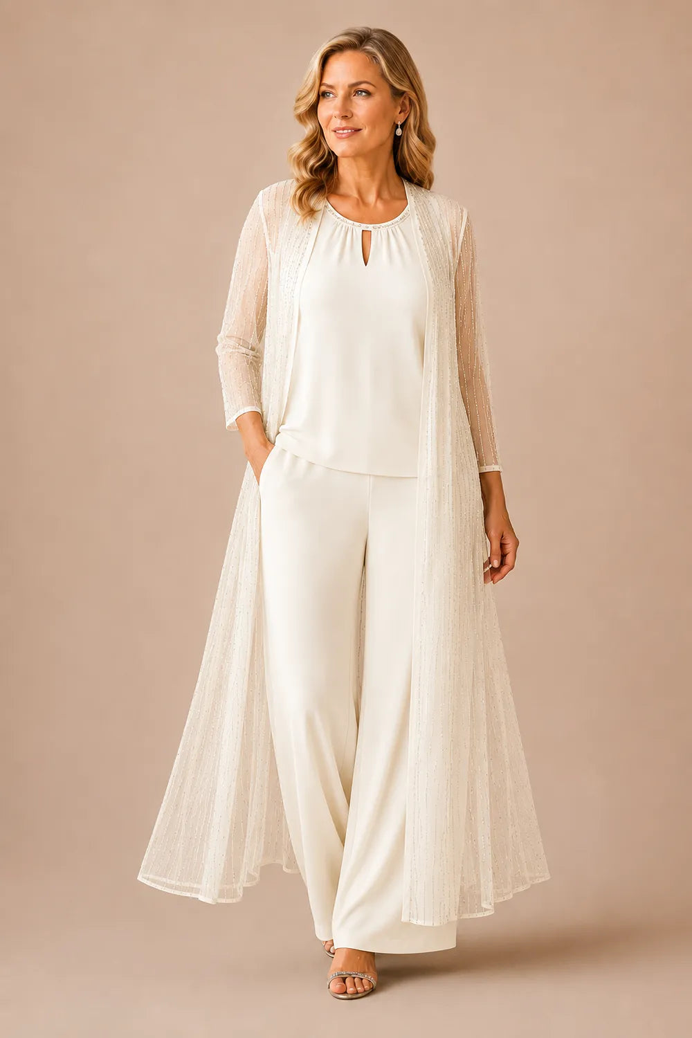 Sheer Duster Formal Pant Suit