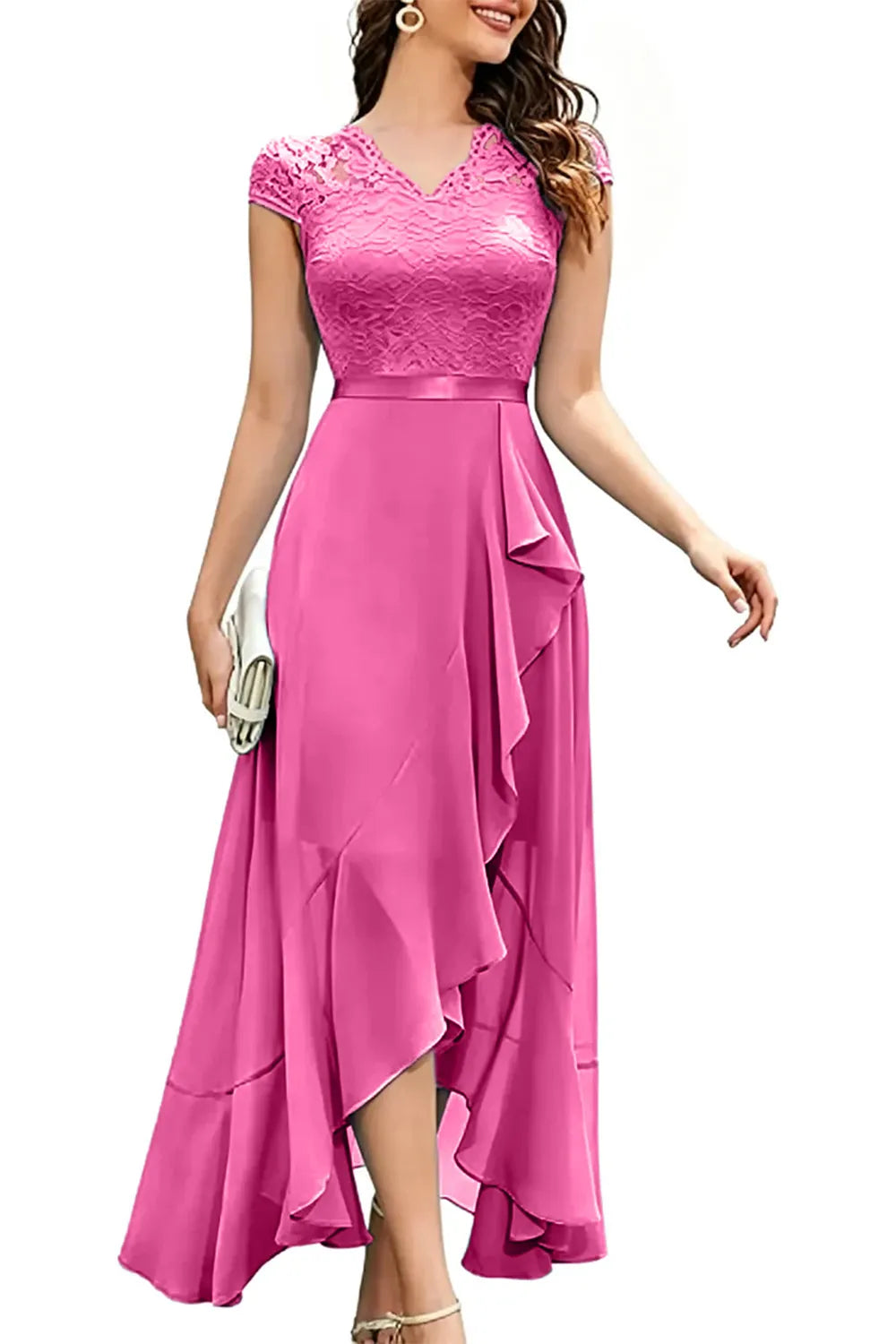 Elegant Lace Bodice Chiffon Formal Dress