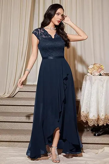 Elegant Lace Bodice Chiffon Formal Dress