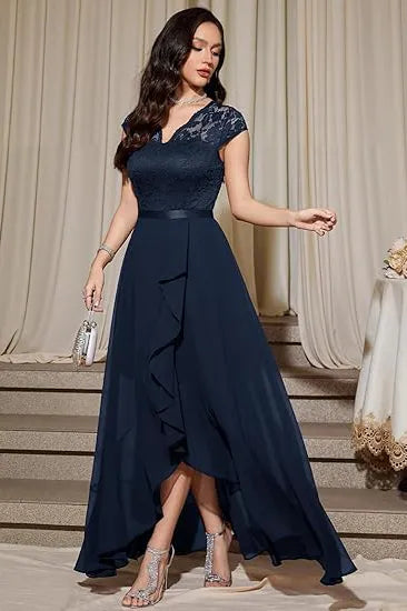 Elegant Lace Bodice Chiffon Formal Dress