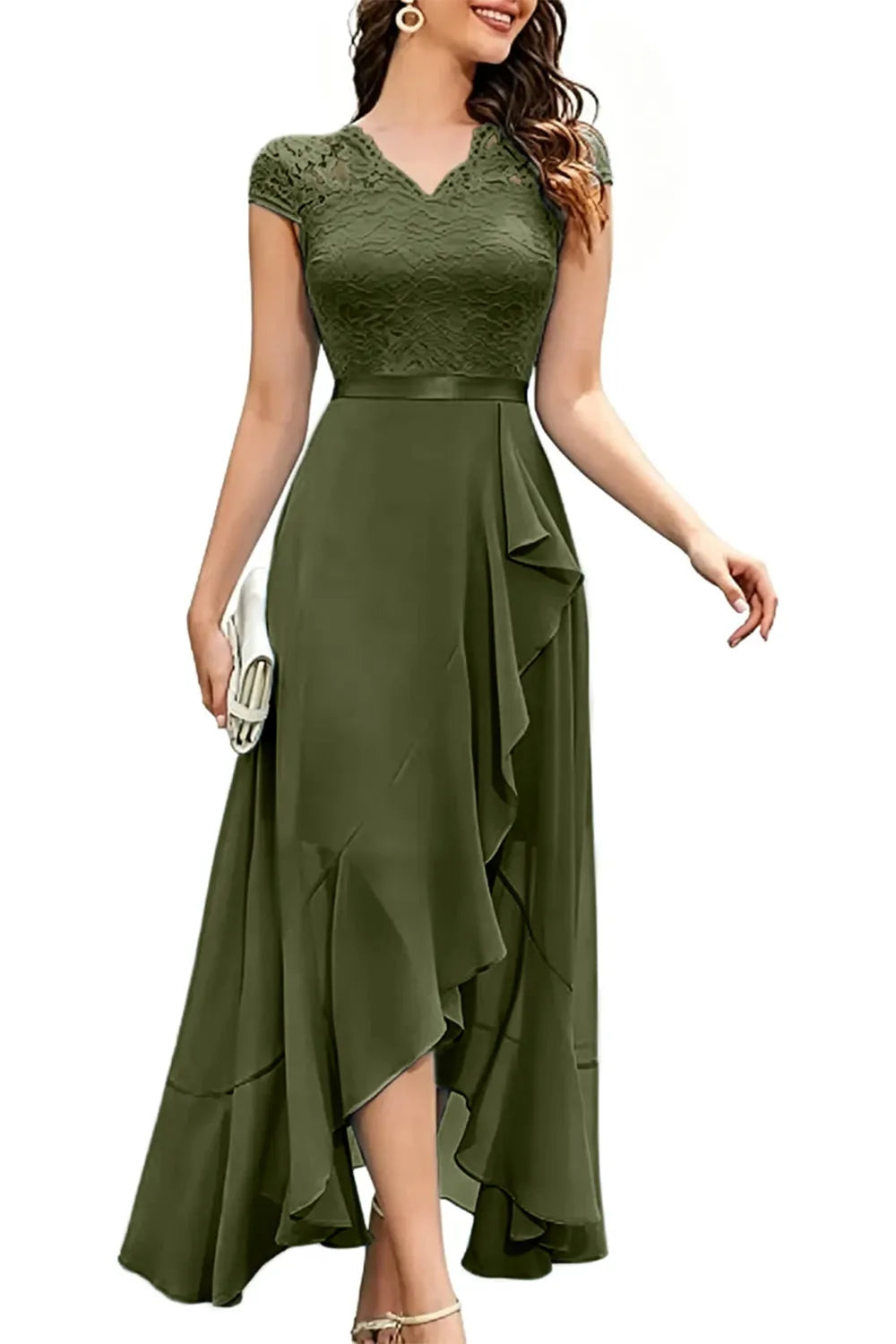 Elegant Lace Bodice Chiffon Formal Dress