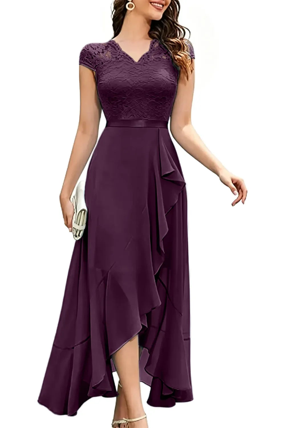 Elegant Lace Bodice Chiffon Formal Dress