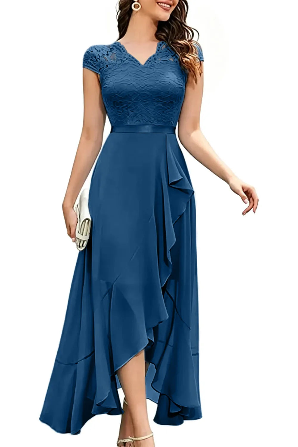Elegant Lace Bodice Chiffon Formal Dress