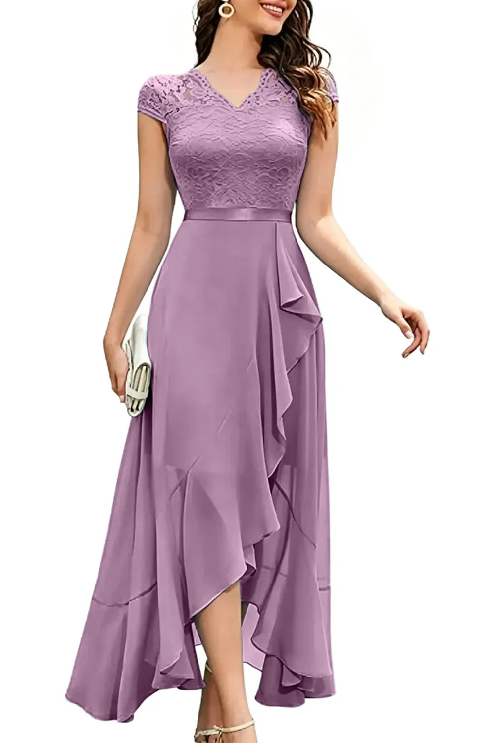 Elegant Lace Bodice Chiffon Formal Dress