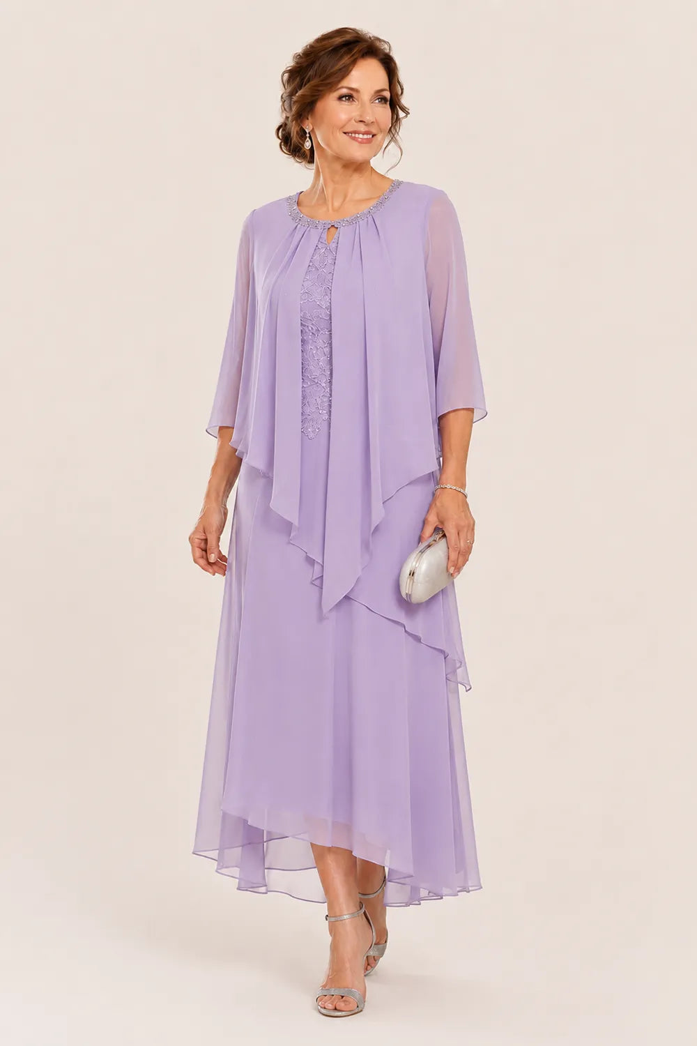 Genevieve Draped Chiffon Overlay Midi Dress