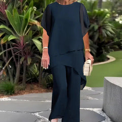 Beverly™ elegant asymmetrical two-piece set by THE WHITMORE FAMILY, featuring a stylish, modern design and coordinated fashion look.