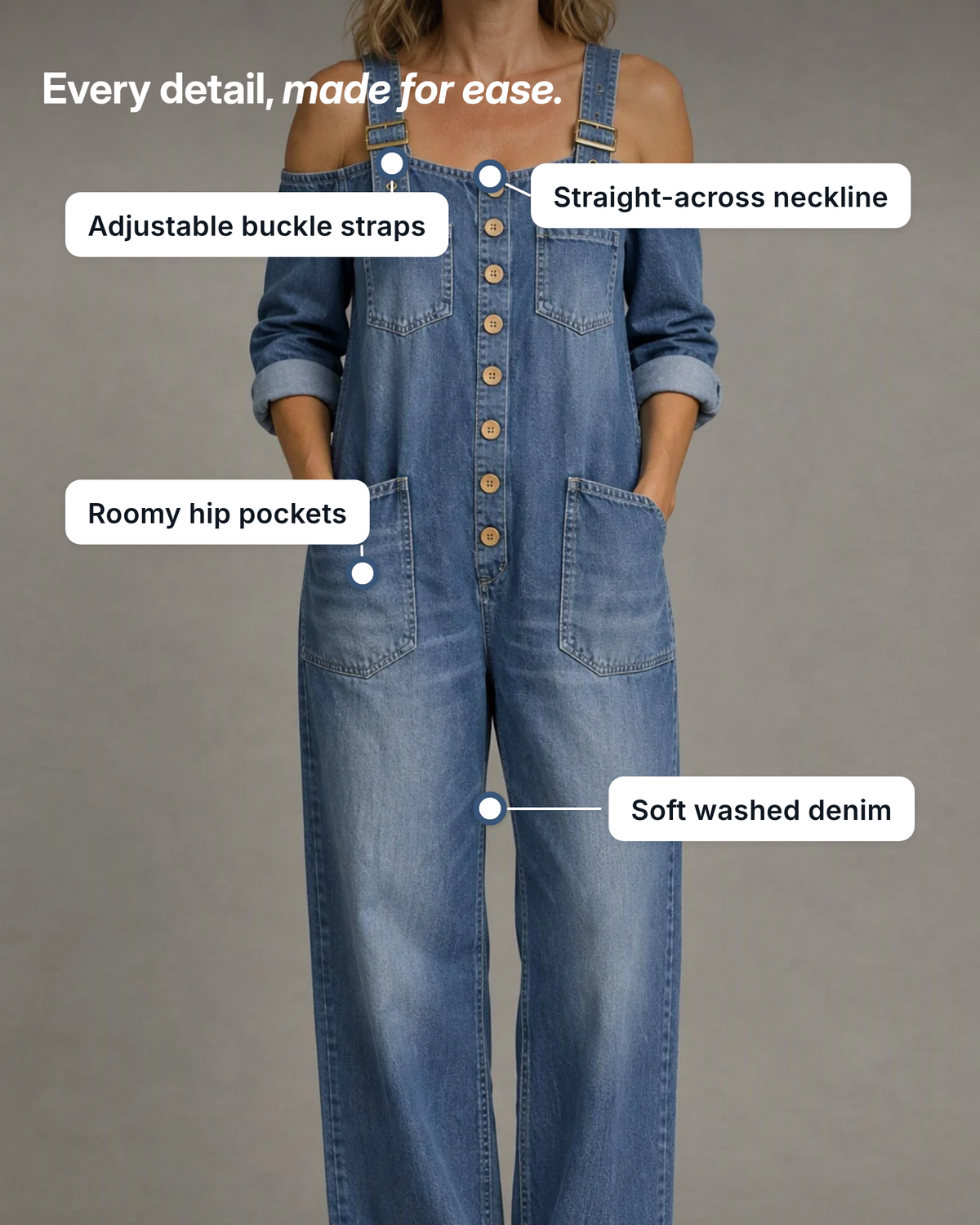 Stevie | Off-Shoulder Denim Jumpsuit