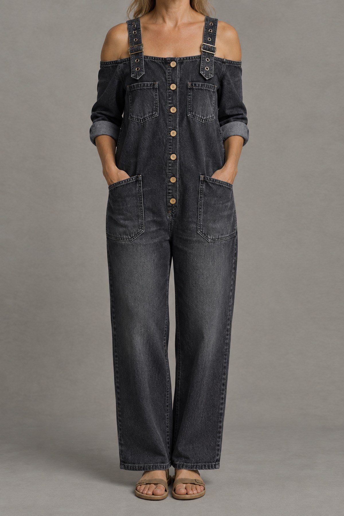 Stevie | Off-Shoulder Denim Jumpsuit