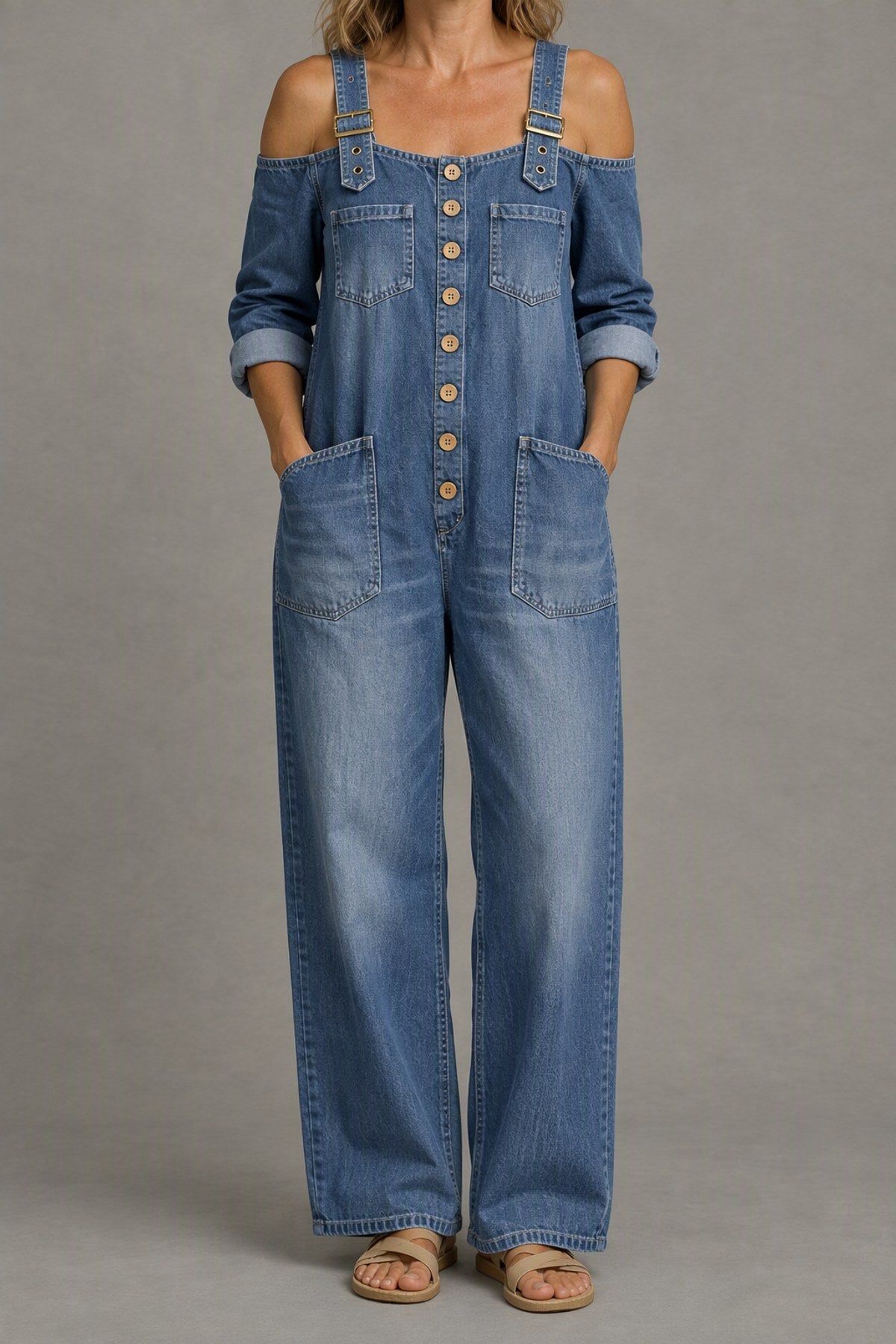 Stevie | Off-Shoulder Denim Jumpsuit