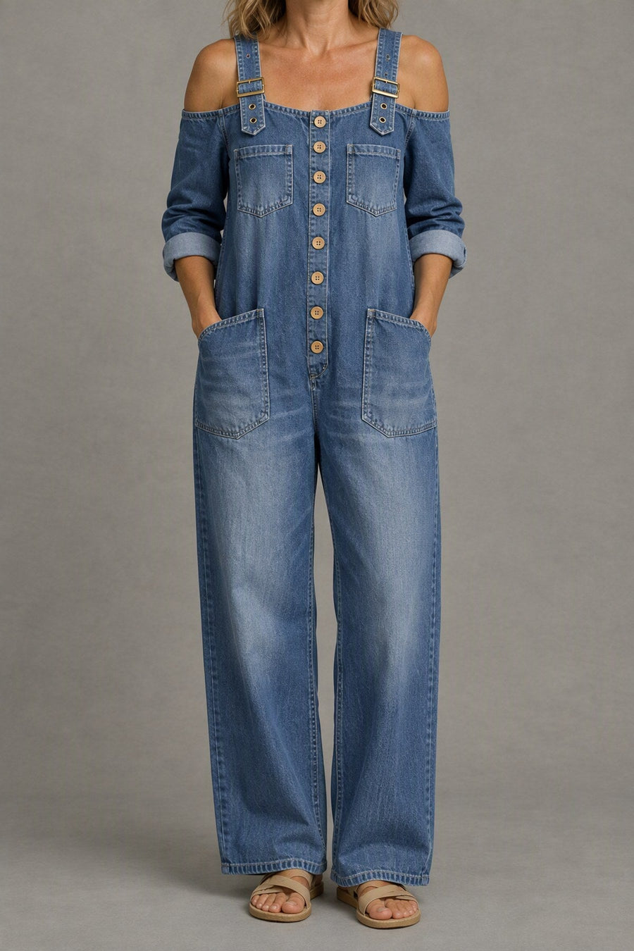 Stevie | Off-Shoulder Denim Jumpsuit