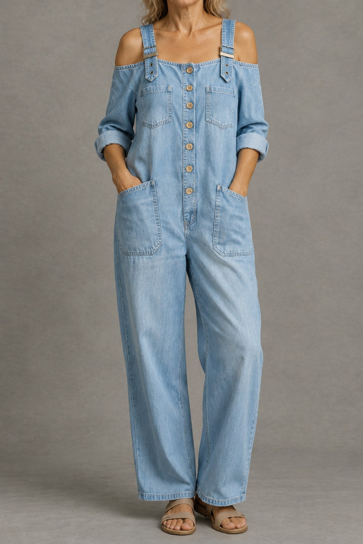 Stevie | Off-Shoulder Denim Jumpsuit