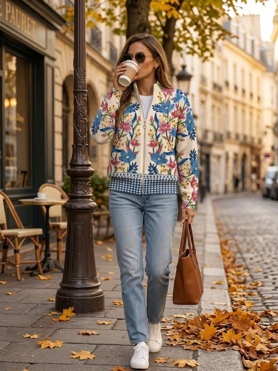 Clementine | Botanical Garden Zip Cardigan