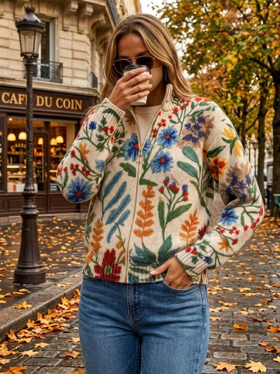 Clementine | Botanical Garden Zip Cardigan