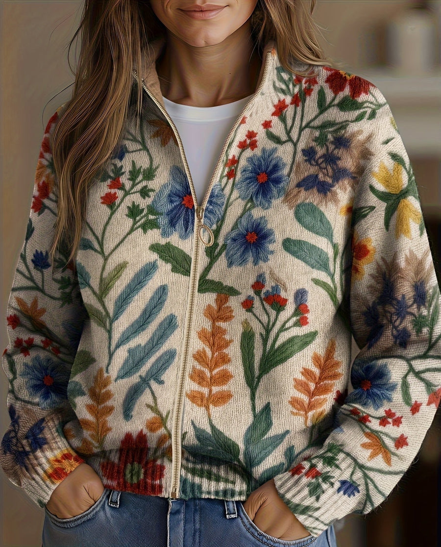Clementine | Botanical Garden Zip Cardigan