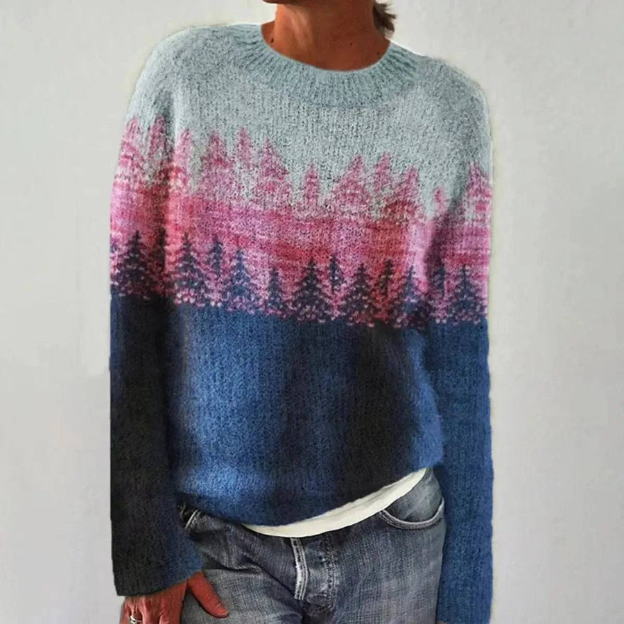 Scandinavian knitted sweater by THE WHITMORE FAMILY featuring retro Georgia design in cozy wool yarn.