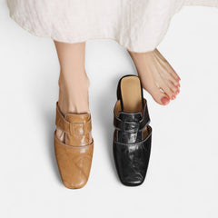 Apricot leather sandals from THE WHITMORE FAMILY's Andie™ collection, featuring elegant design and comfortable straps.