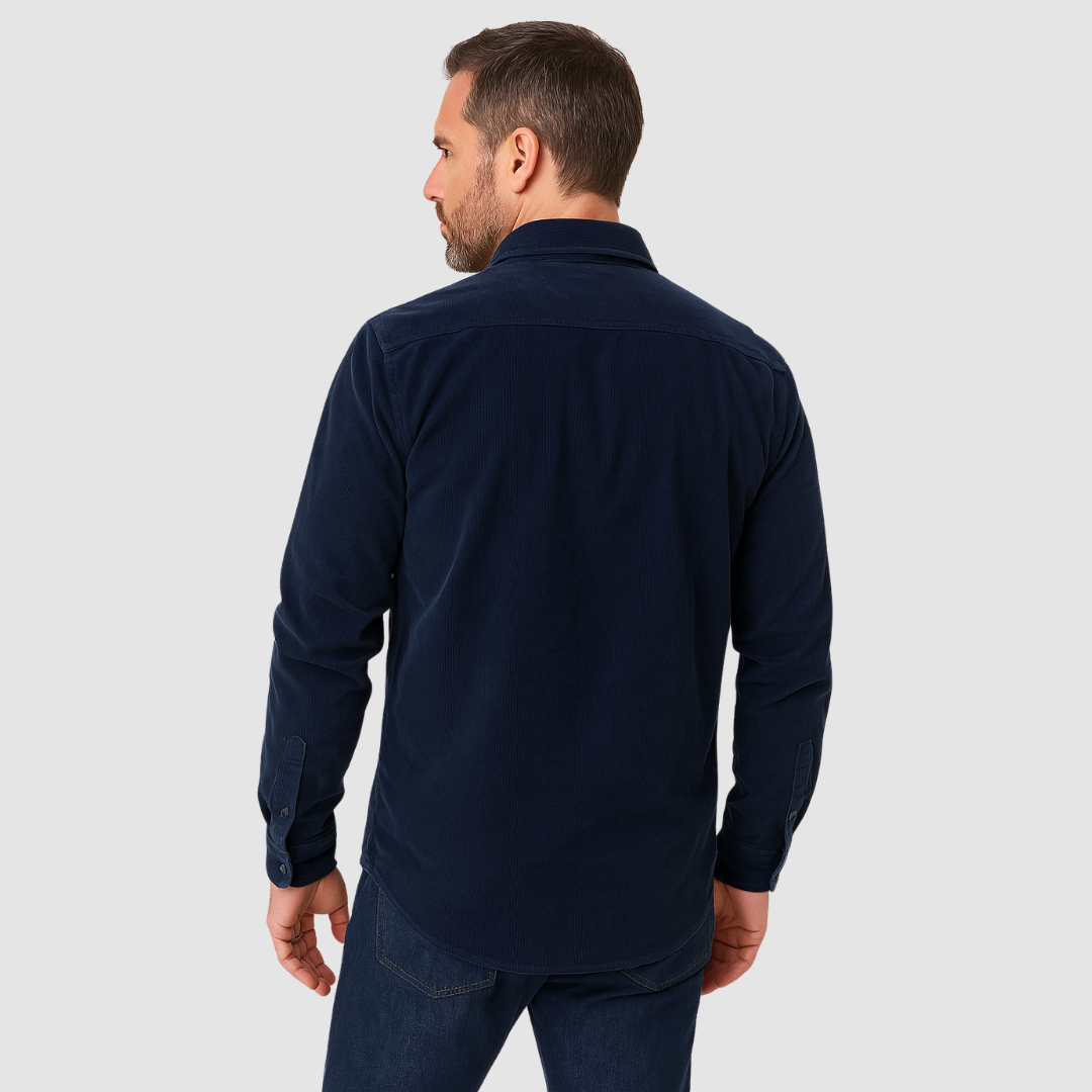 Army green Harry™ Premium Corduroy Shirt by THE WHITMORE FAMILY, shown with button-down front and classic corduroy texture.