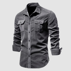 Army green Harry™ Premium Corduroy Shirt by THE WHITMORE FAMILY, featuring a classic button-up style with textured corduroy fabric.