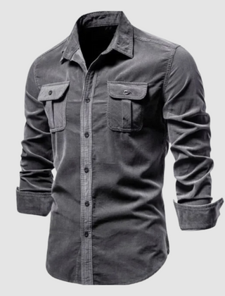 Army green Harry™ Premium Corduroy Shirt by THE WHITMORE FAMILY, featuring a classic button-up style with textured corduroy fabric.
