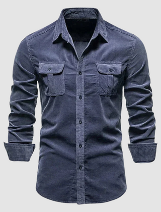Army green Harry™ Premium Corduroy Shirt by THE WHITMORE FAMILY, showing the button-up style and textured corduroy fabric.