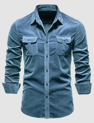 Army green Harry™ Premium Corduroy Shirt by THE WHITMORE FAMILY, featuring a classic collar and textured corduroy fabric.