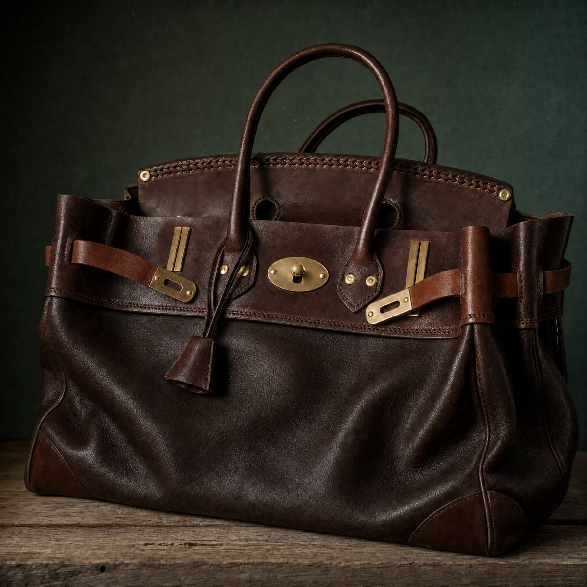 THE WHITMORE FAMILY Vivienne Top Handle Bag showing front view with elegant handle and sleek design.