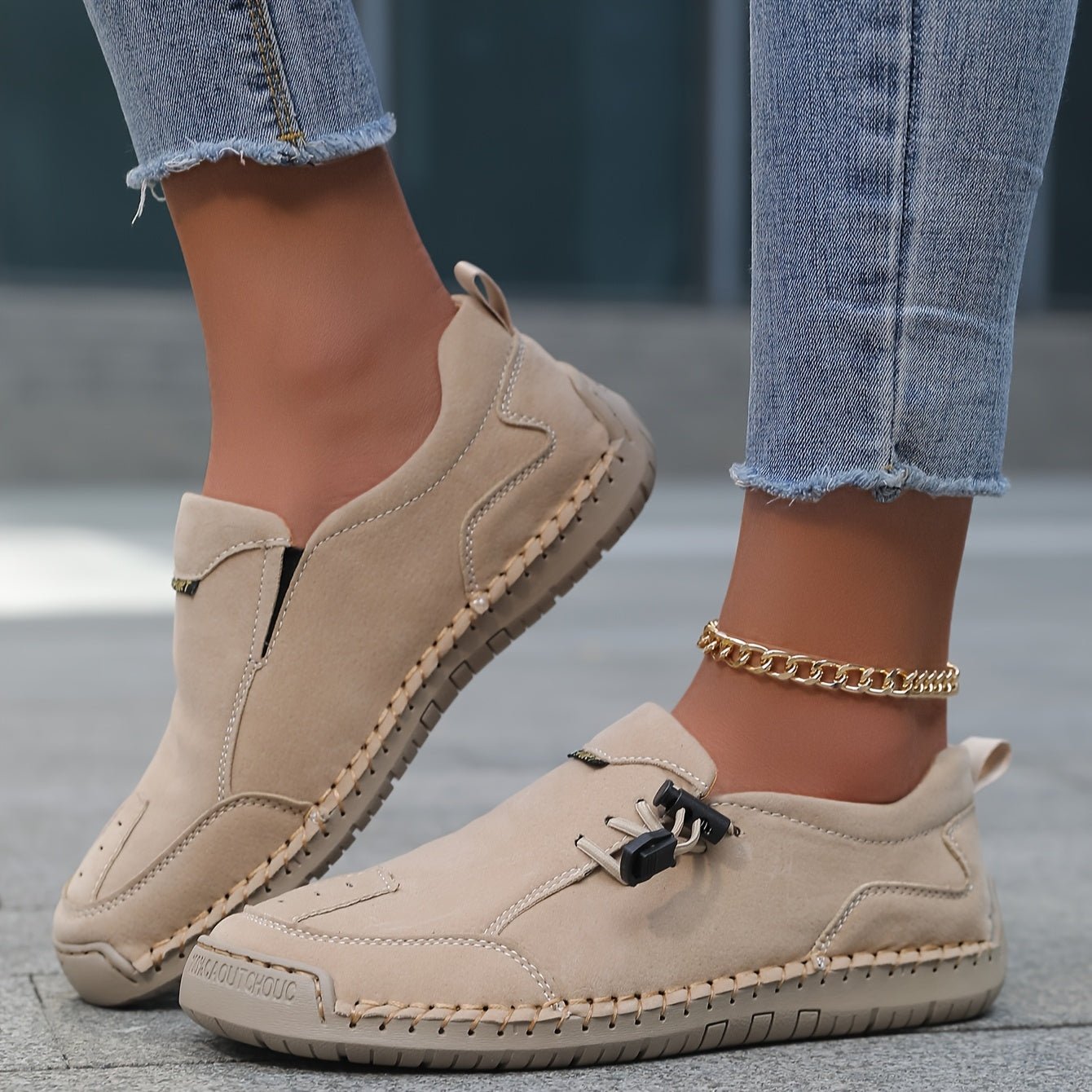 Beige Célya™ ergonomic support sneakers by THE WHITMORE FAMILY, featuring cushioned insoles and supportive design for comfort.