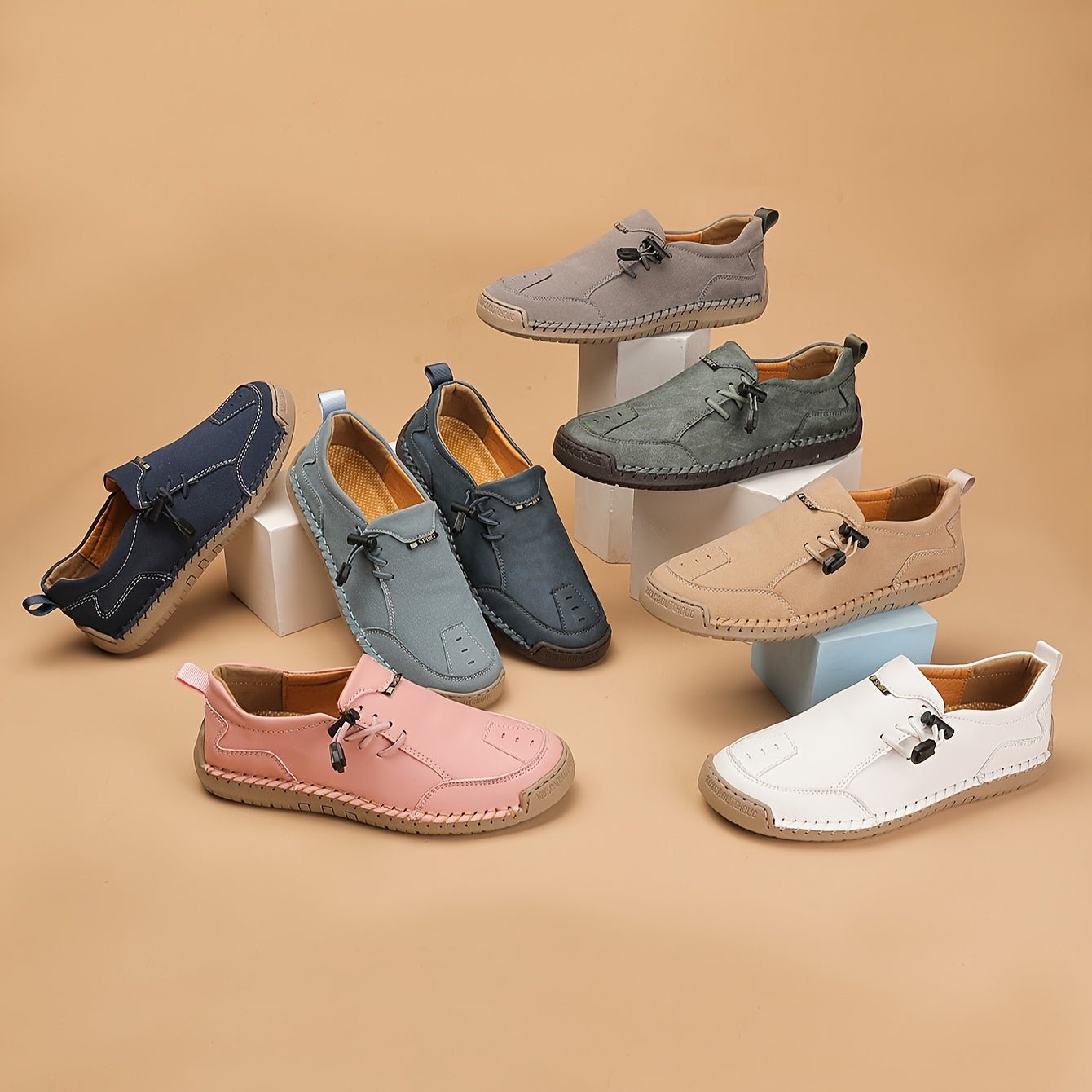 Beige Célya™ ergonomic support sneakers by THE WHITMORE FAMILY, showcasing comfortable, stylish sneakers with supportive design.