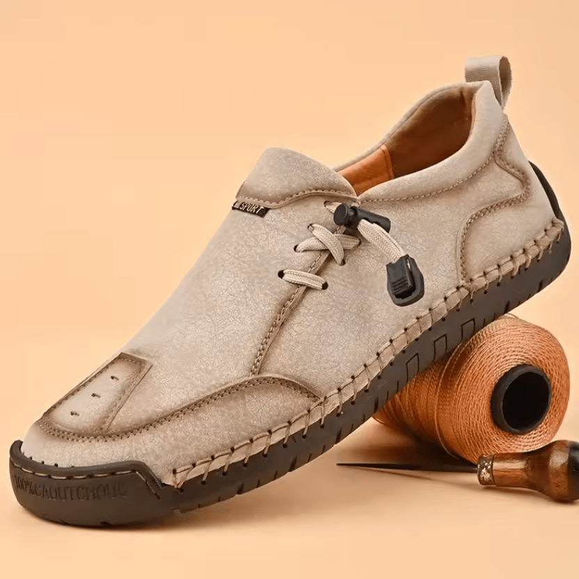 Beige Célya™ ergonomic support sneakers by THE WHITMORE FAMILY featuring cushioned soles and supportive design for comfort.