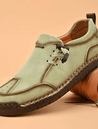 Beige Célya™ ergonomic support sneakers by THE WHITMORE FAMILY with cushioned soles and supportive design for comfortable walking.