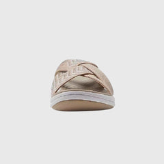 Beige Jade™ orthopedic sandals from THE WHITMORE FAMILY featuring cushioned soles and supportive design for comfortable wear.