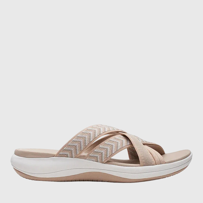 Beige Jade™ orthopedic sandals by THE WHITMORE FAMILY with cushioned footbed and supportive design for comfortable wear.