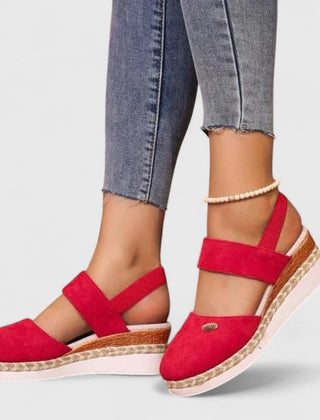 Beige Maylien™ orthopedic sandals by THE WHITMORE FAMILY with cushioned straps and supportive soles for comfortable wear.
