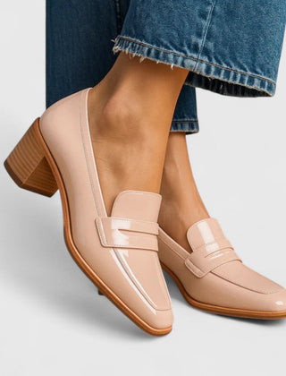 Beige Mykzelle orthopedic loafers by THE WHITMORE FAMILY featuring comfortable slip-on design and supportive sole.