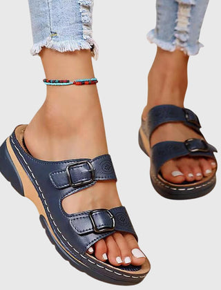 Light blue Diora™ orthopedic leather sandals by THE WHITMORE FAMILY, featuring supportive design and stylish craftsmanship.