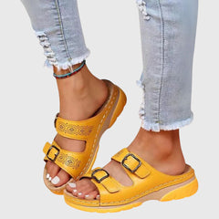 Light blue Diora™ orthopedic leather sandals by THE WHITMORE FAMILY, stylish and comfortable footwear for everyday wear.