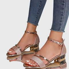 Black Alison™ orthopedic heeled sandals by THE WHITMORE FAMILY featuring supportive design and stylish heel for comfortable wear.