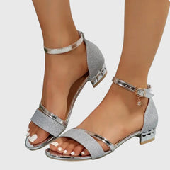 Black Alison™ orthopedic heeled sandals by THE WHITMORE FAMILY featuring supportive design and stylish heel.