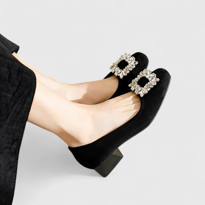 Black Julianyssa orthopaedic heels by THE WHITMORE FAMILY featuring supportive design and stylish silhouette.
