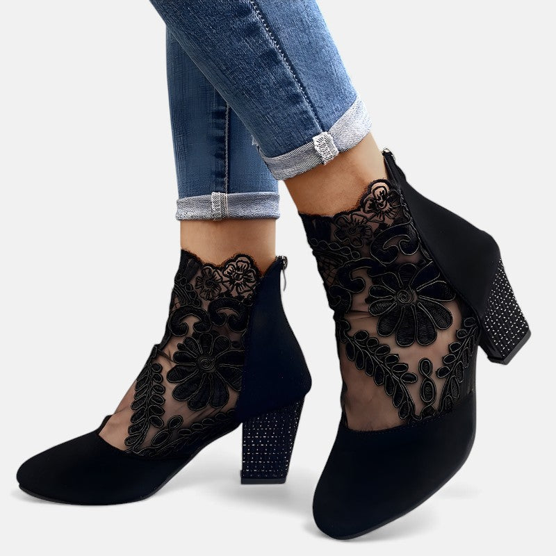 Norene black stylish breathable orthopaedic heels by THE WHITMORE FAMILY, designed for comfort and support.