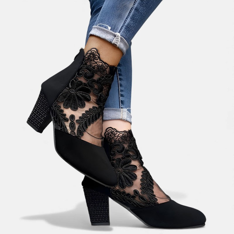 Black Norene orthopedic heels by THE WHITMORE FAMILY featuring stylish, breathable design and supportive orthopaedic features.