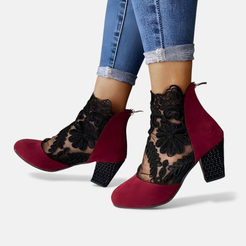 Black Norene orthopaedic heels by THE WHITMORE FAMILY, stylish and breathable footwear with supportive heel design.