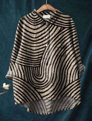 Chloe abstract stripe shirt by THE WHITMORE FAMILY featuring black and white lines, casual fit, and stylish design.