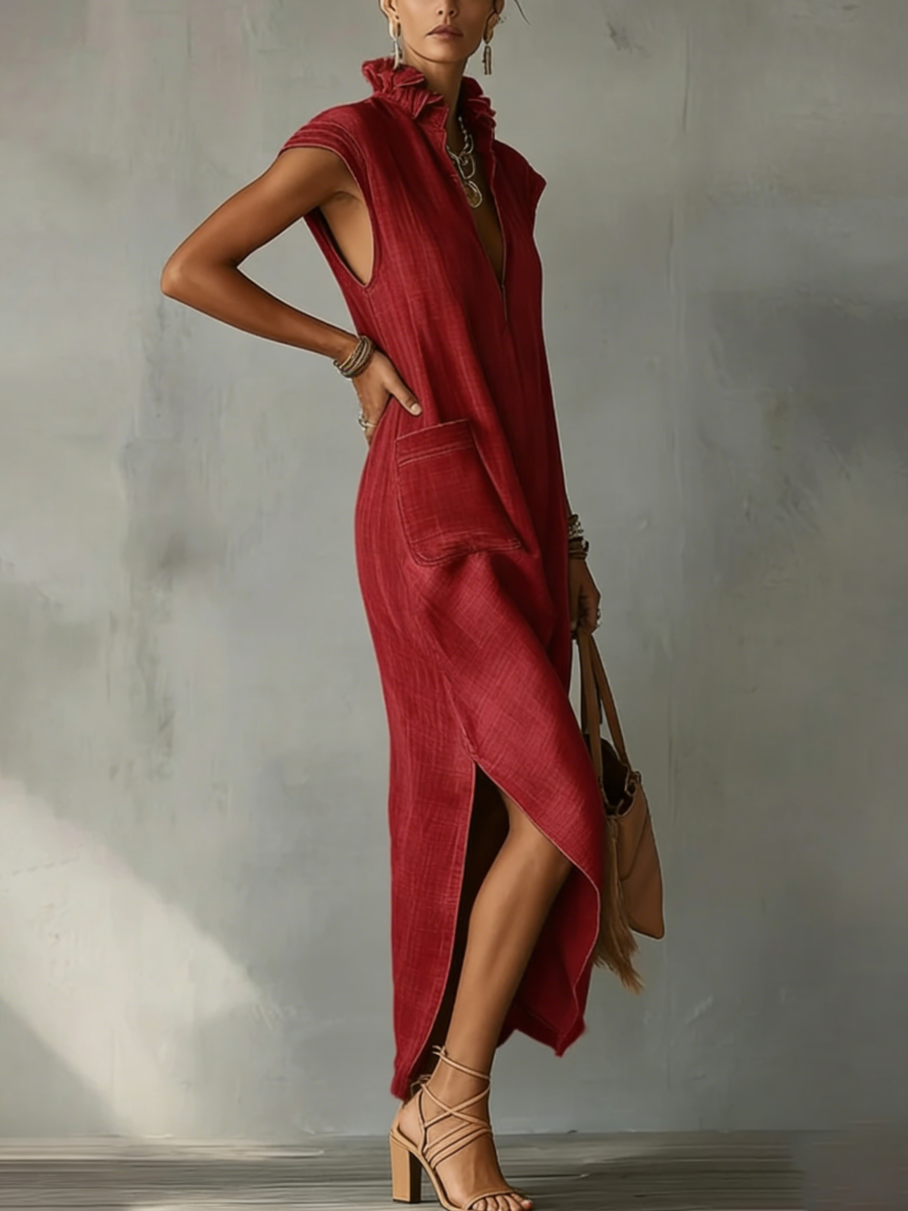 Black Elara Ruffle Spring Maxi Dress by THE WHITMORE FAMILY, flowing fabric with ruffle details and a feminine silhouette.