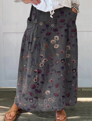 Black Ivy™ Flower Art Print Pocket Skirt by THE WHITMORE FAMILY, featuring a stylish skirt with floral print and functional pockets.