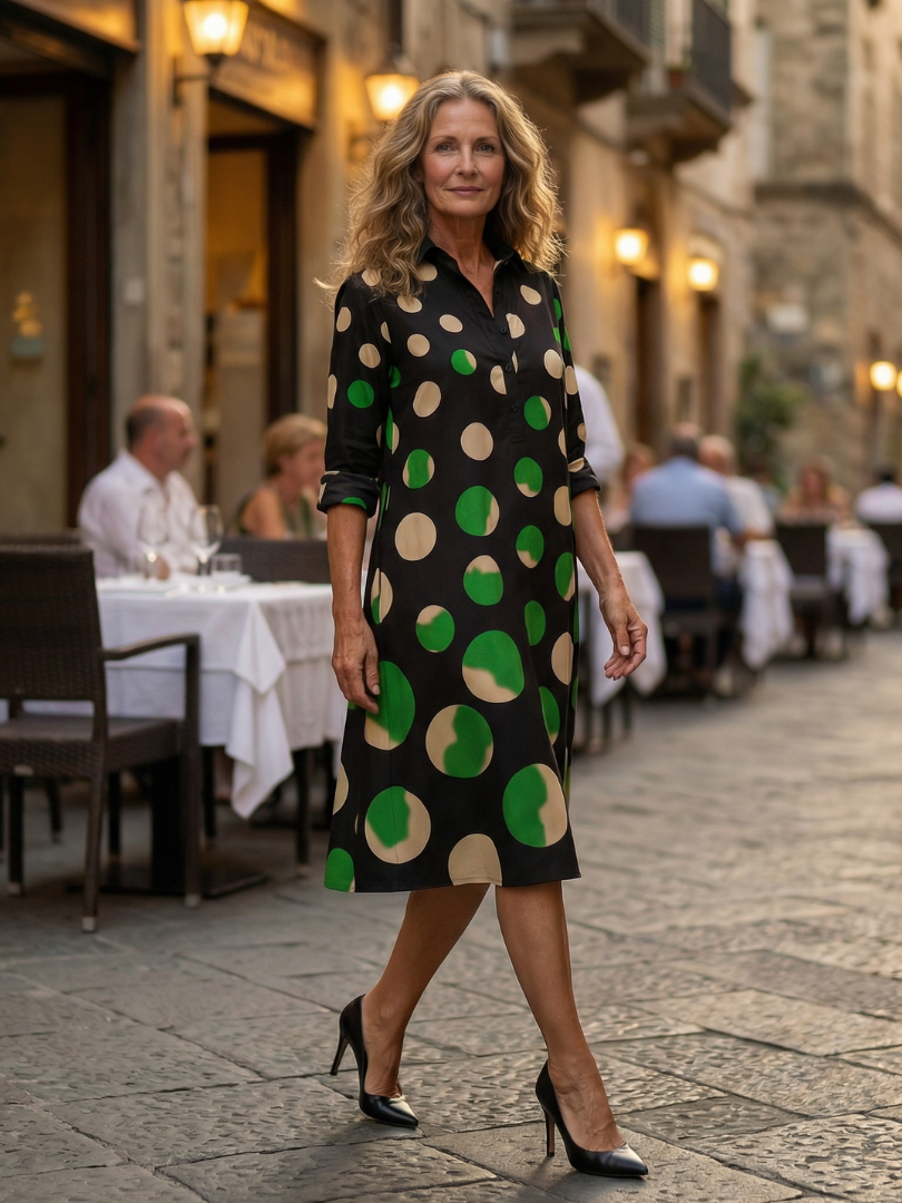Black Kaia Dinner Walk Dress by THE WHITMORE FAMILY, showcasing a stylish, elegant dress with a flowy silhouette and intricate detailing.