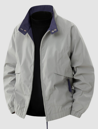 Black Mason™ Casual Spring Jacket by THE WHITMORE FAMILY, shown on a model, featuring a relaxed fit and lightweight fabric.