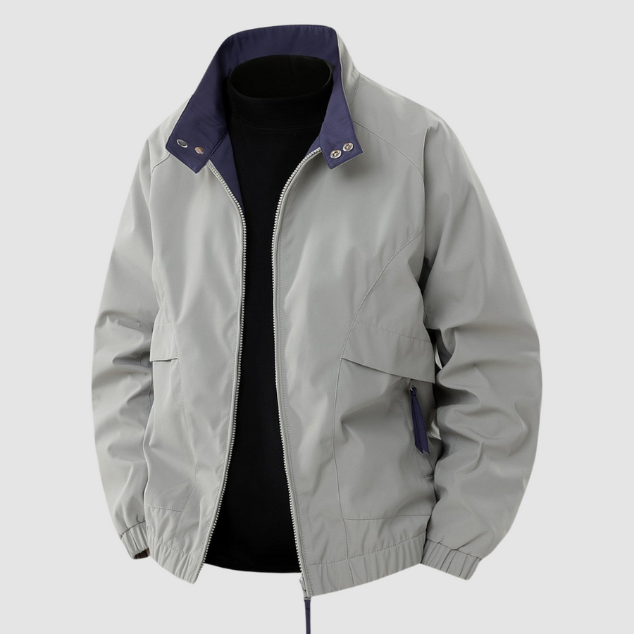 Black Mason™ Casual Spring Jacket by THE WHITMORE FAMILY, shown on a model, featuring a relaxed fit and lightweight fabric.